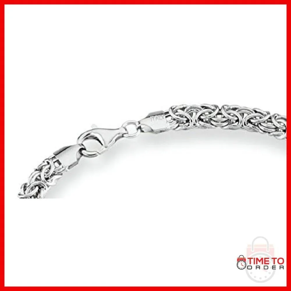 Sterling Silver Byzantine Chain Necklace 18 Inch Handmade Italy